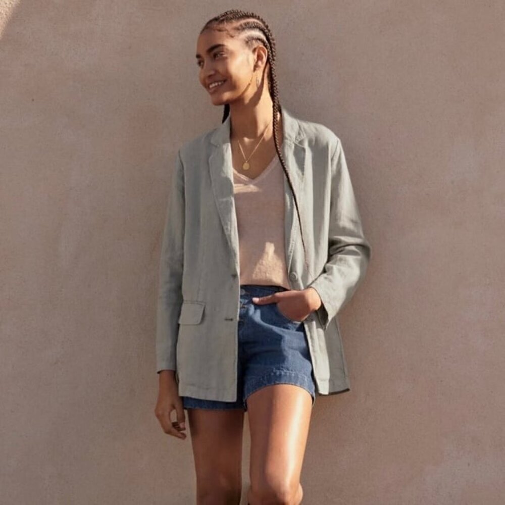 Wrap London Relaxed blazer Garment-dyed linen Sz 2